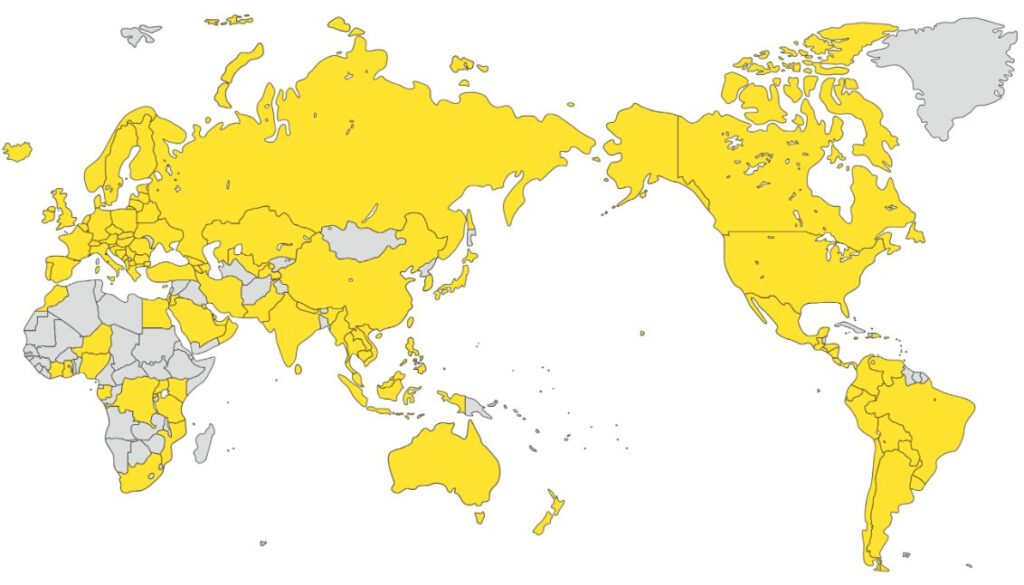 リチャージWiFiの海外対応国一覧